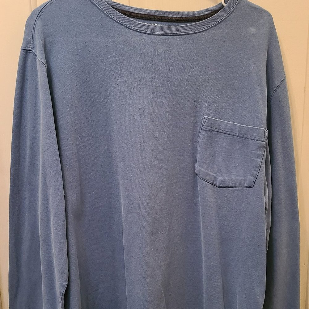 ST. JOHN'S BAY MEN'S BLUE LONG SLEEVE HERITAGE SUEDED JERSEY SIZE L LONG TALL